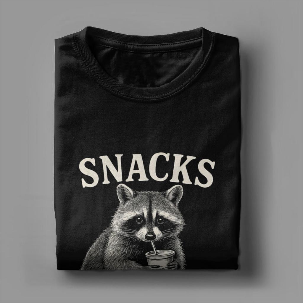 Humorous Snacks Make Me Nicer Raccoon Animal Sarcastic Saying Raccoon TShirts for Unisex Crew Neck Cotton T Shirt