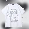 Cool Cat Print ShortSleeved TShirt  Unique and Personalized Cute Small Cat Loose HalfSleeved Mens and Womens Top