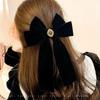 Vintage French Ribbon Hair Clips Bow Elegant Velvet Hairpin Women    Head Back Spring Clip Fashion Girls Hair Accessories