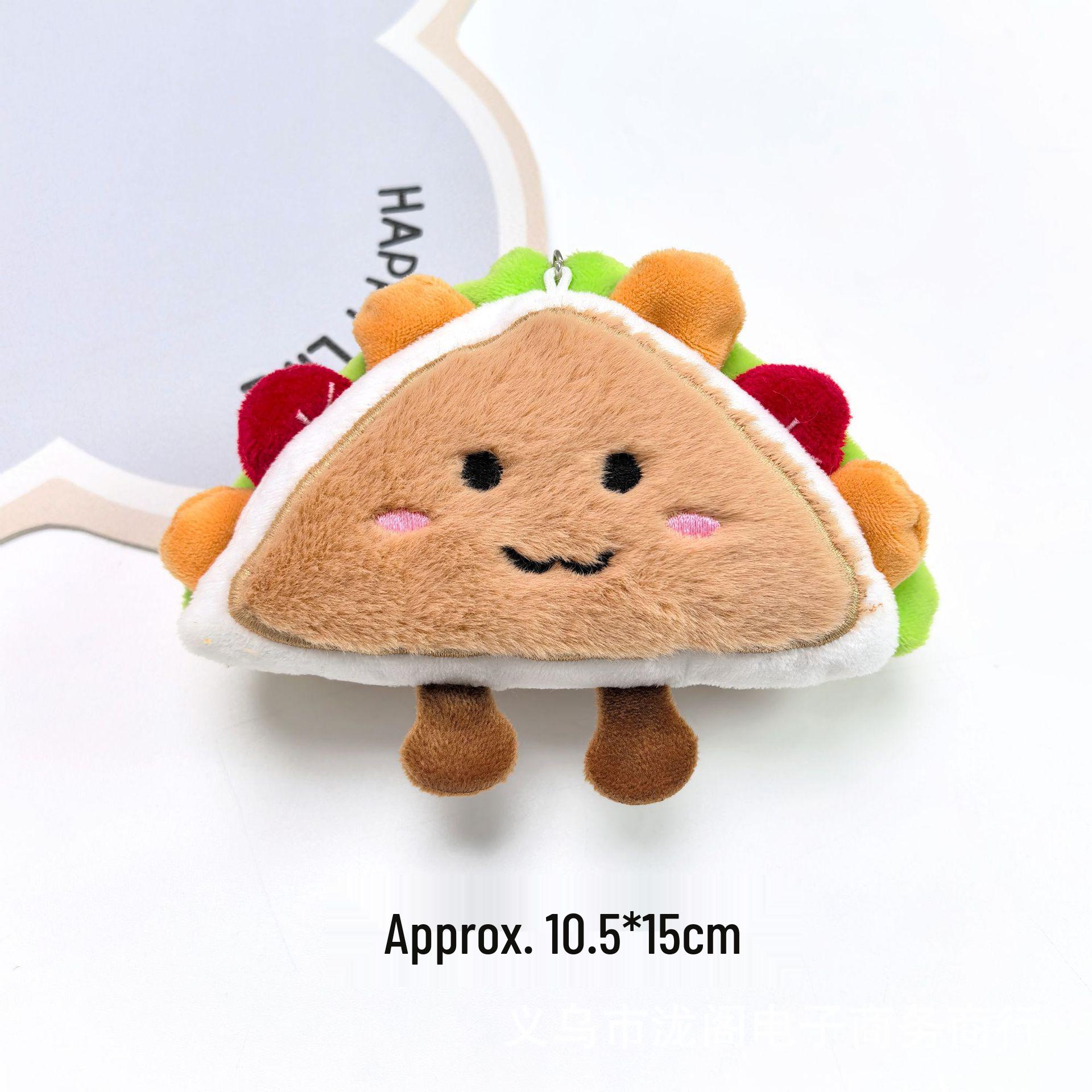 Cartoon Sandwich Plush Keychain Toy Sandwich + Squeaky