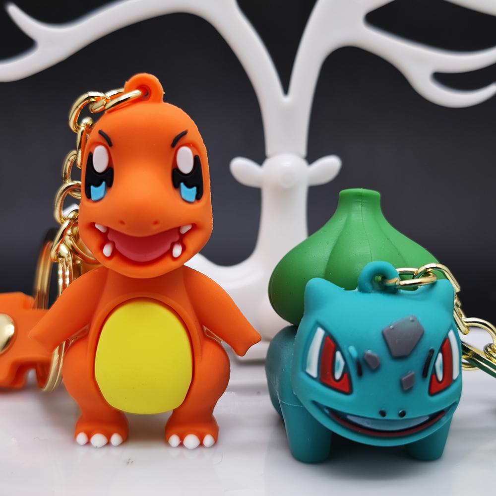 Anime New Pokemon Pikachu Psyduck Gengar Keychain Fashion Jewelry Resin Action Figures PVC Key Ring Bag Pendant