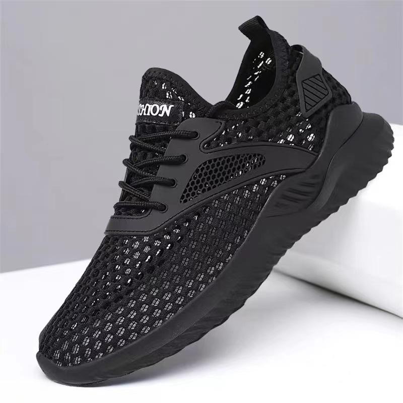 

Men s shoes summer new hollow hole shoes light and breathable light and comfortable soft sole casual sports shoes 44 чёрный