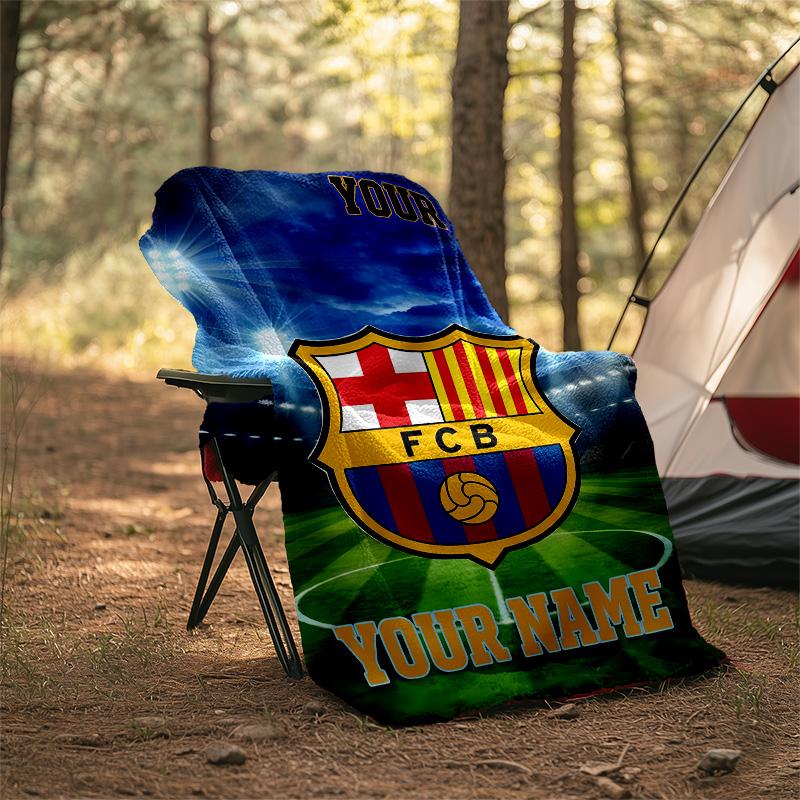 Customiz Name Personality FC Barcelona logo Blanket Soft&Warm Office Bed Travel Lunch Break Blanket,Gift All Seasons