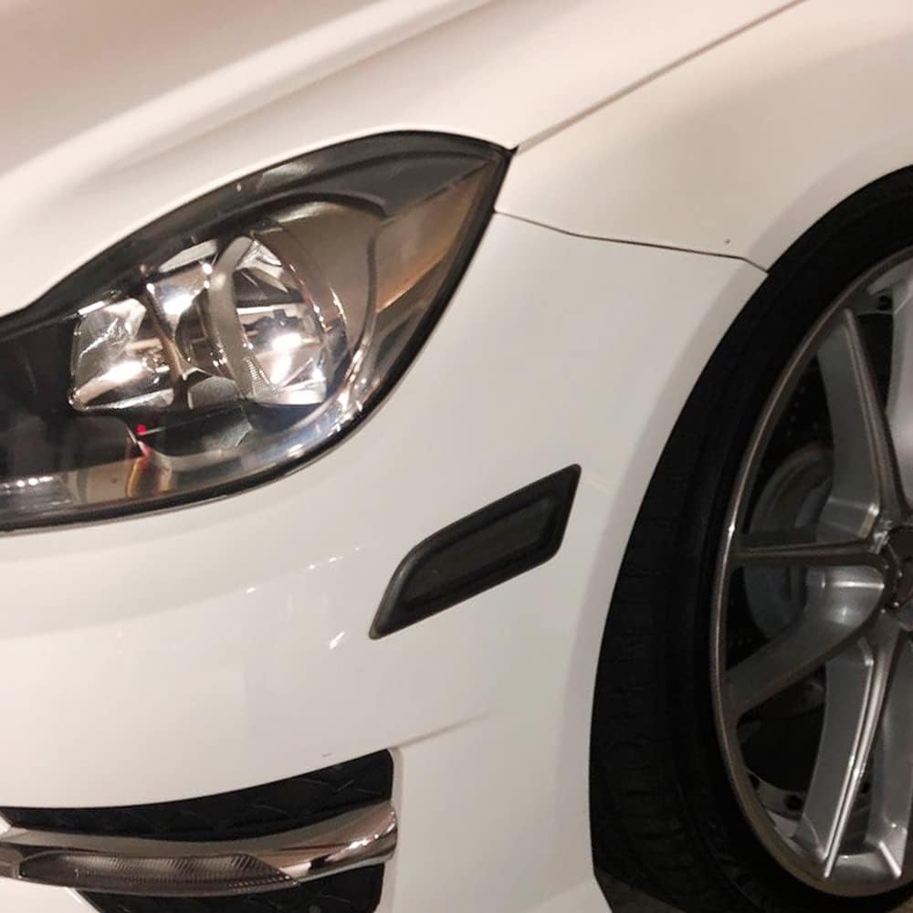 NJSBYL Smoke Lens White Full LED Front Side Marker Light Kit for 2012 2013 2014 Mercedes Benz Pre-LCI W204 LCI C250 C300 C350 C63 AMG Coupe Base