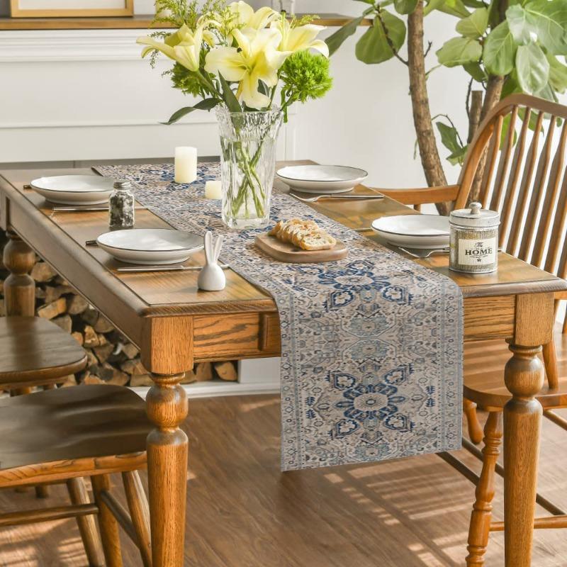 Ethnic Style Table Flag Restaurant Fabric Decoration Linen Tablecloth Dining Table Mat Bohemian Style Home Soft Decoration