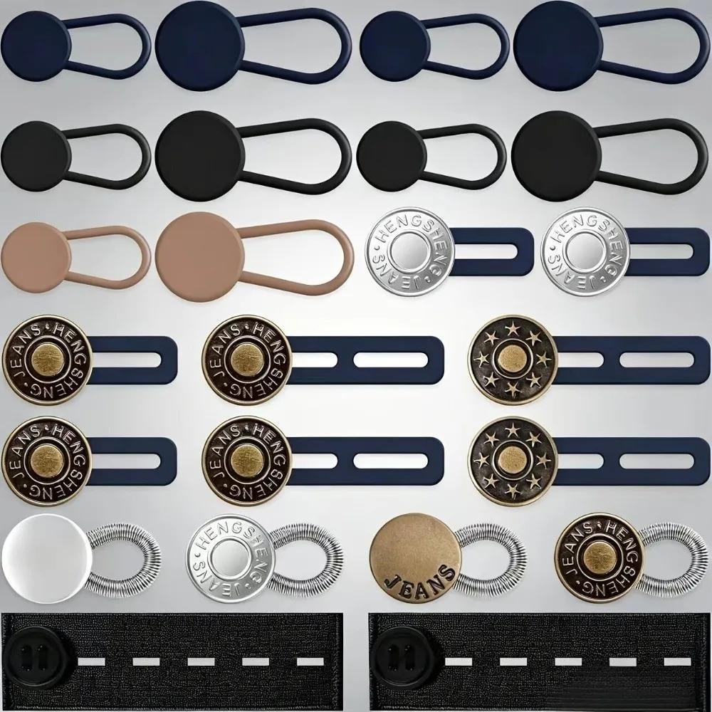 12/16/24/26 Pcs Button Style Button Extenders Strong Elasticity Easy Install Waist Extender Buttons Metal No Sew Extensions