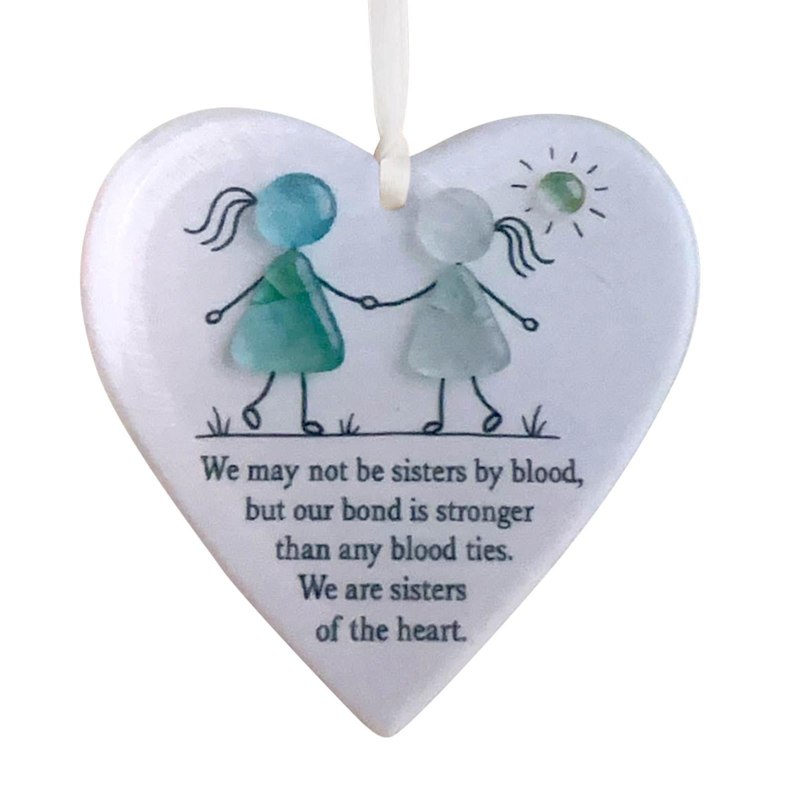 

2d Acrylic Heart Shaped Sea Glass Friendship Decor,Friendship Heart Keepsake,Friendship Heart Ornament For Tree Hanging Ornaments, One Size