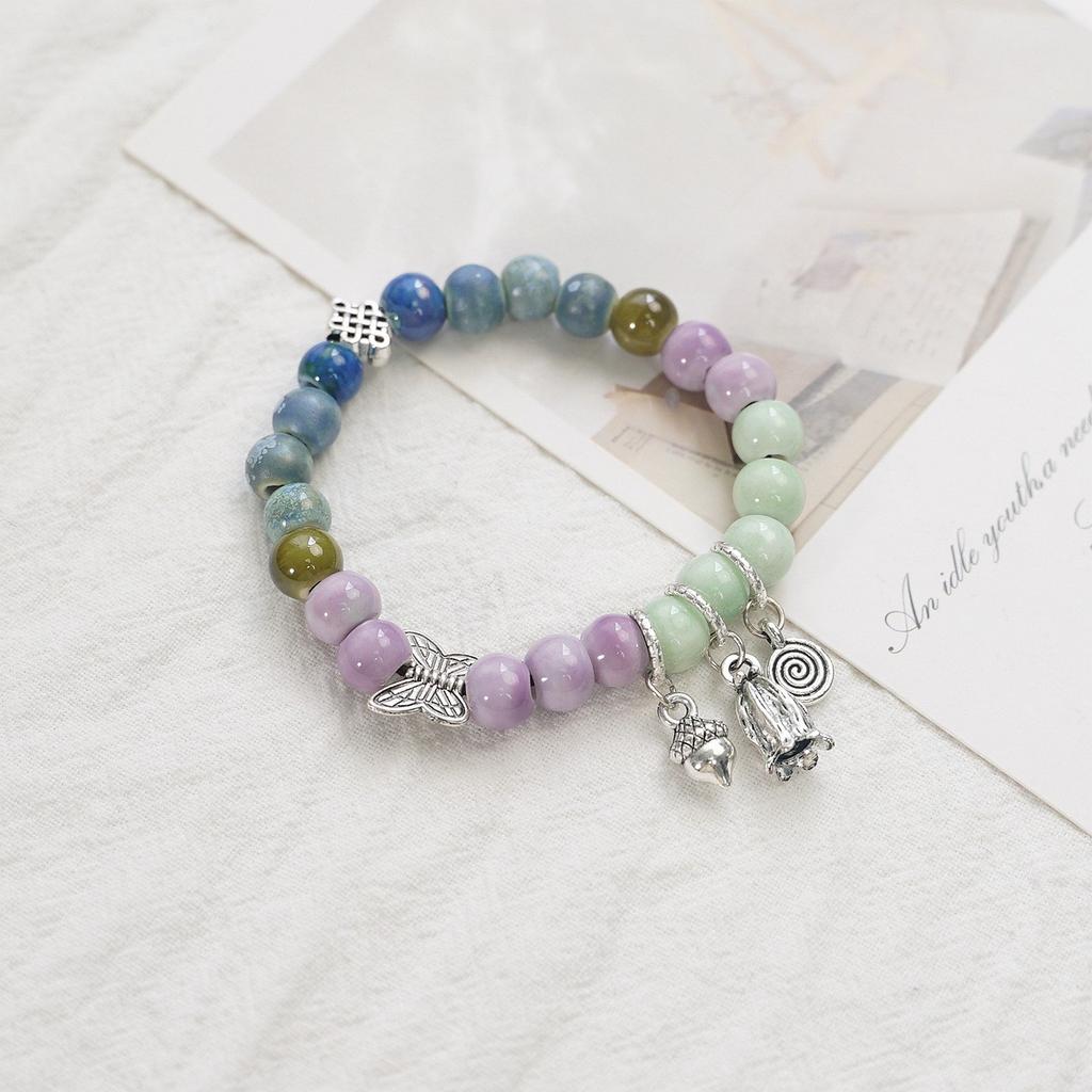 Ceramic beaded bracelet small fresh ancient style national style simple bracelet summer