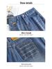 2026 Spring/Autumn High-Waisted Retro Blue Denim Casual Pants