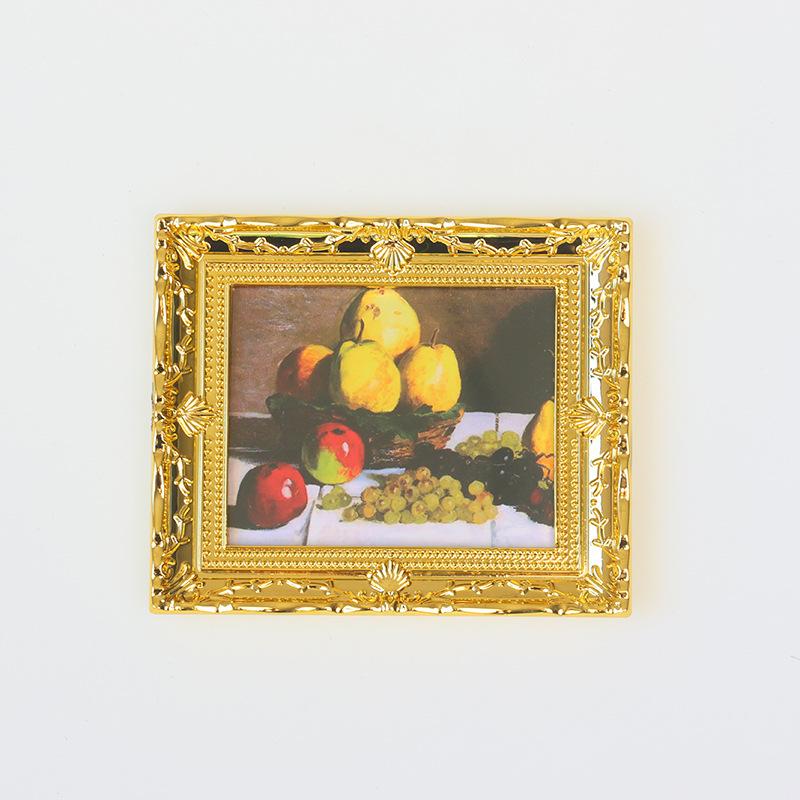 1Pcs Doll House Wall Mural Ornaments 1:12 Scale Dollhouse Oil Painting Vintage Character Landscape Picture Mini Photo Frame