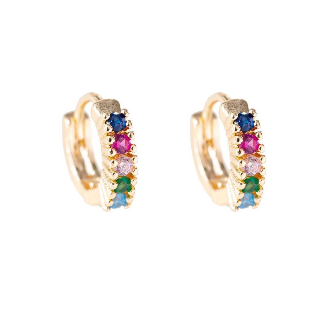Colored Cubic Zirconia Hoop Earrings: Light Luxury Designer Jewelry for Women