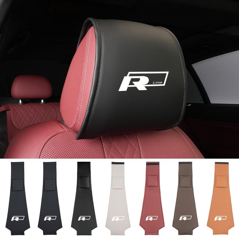 Car Leather Headrest Protective Cover Storage Bag For Volkswagen VW R Tiguan CC Jetta Polo Golf Passat T-ROC AY5