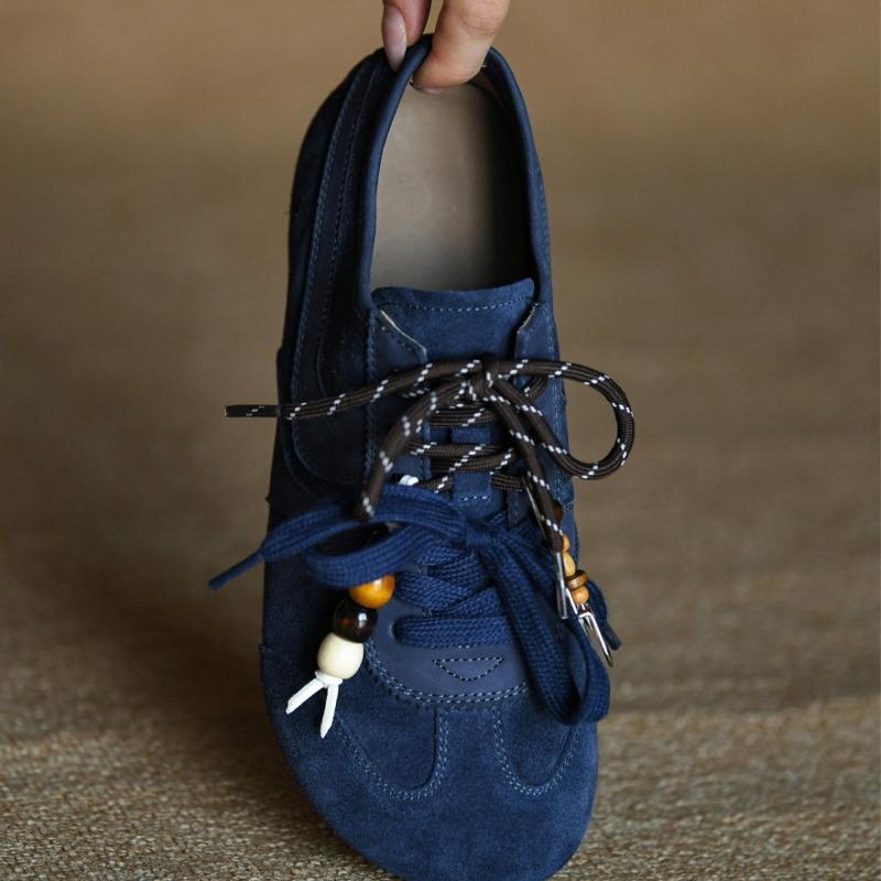 Inner height increase matte cowhide blue Dexun shoes women's fashion casual shoes new leather women's shoes single shoes