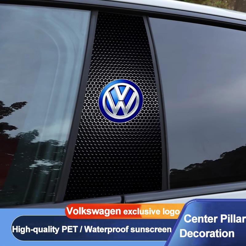 For VOLKSWAGEN VW 2Pcs Car Center Pillar Sticker Auto Logo Decorative Accessories For Volkswagen Tiguan Passat Golf Polo Touareg
