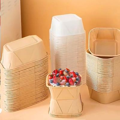 Rectangle Cake Cups, High Temperature Resistant Square Grease-Proof Paper Tray, Baking Paper, Muffin Paper Tray, Roll Cup, Small 50 Pcs.