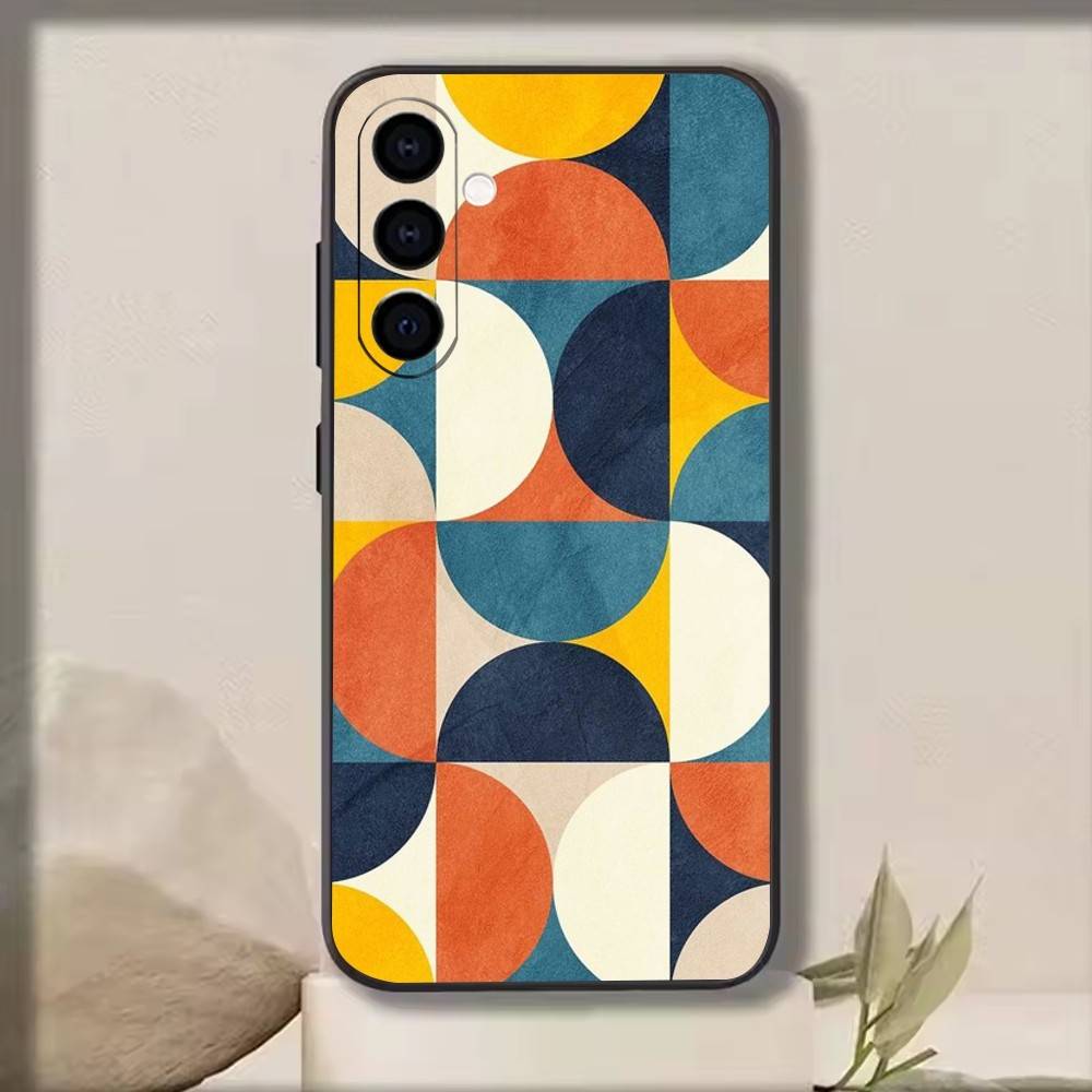 Vintage Geometric Block Phone Case For Samsung Galaxy A73,A72,A71,A70,A53,A52,A51,Others Soft Black Cover