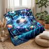 Space Soccer Ball Theme blanket Lightweight Warm Flannel Blanket Decorative Throw Blanket for Home Decoration