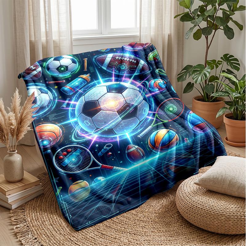 Space Soccer Ball Theme blanket Lightweight Warm Flannel Blanket Decorative Throw Blanket for Home Decoration