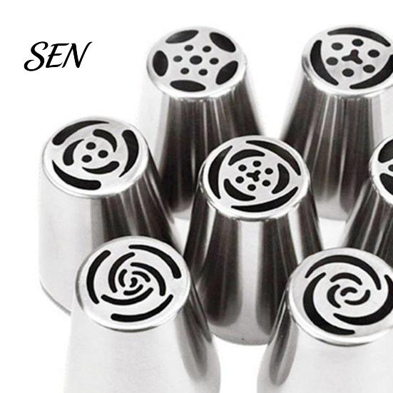 Bakery Supplies for Home Bakers 7PCS Russian Piping Tips Set, Stainless Steel Cake Decorating Easy Frosting Nozzles Cakes Nozzles, Baking Wedding