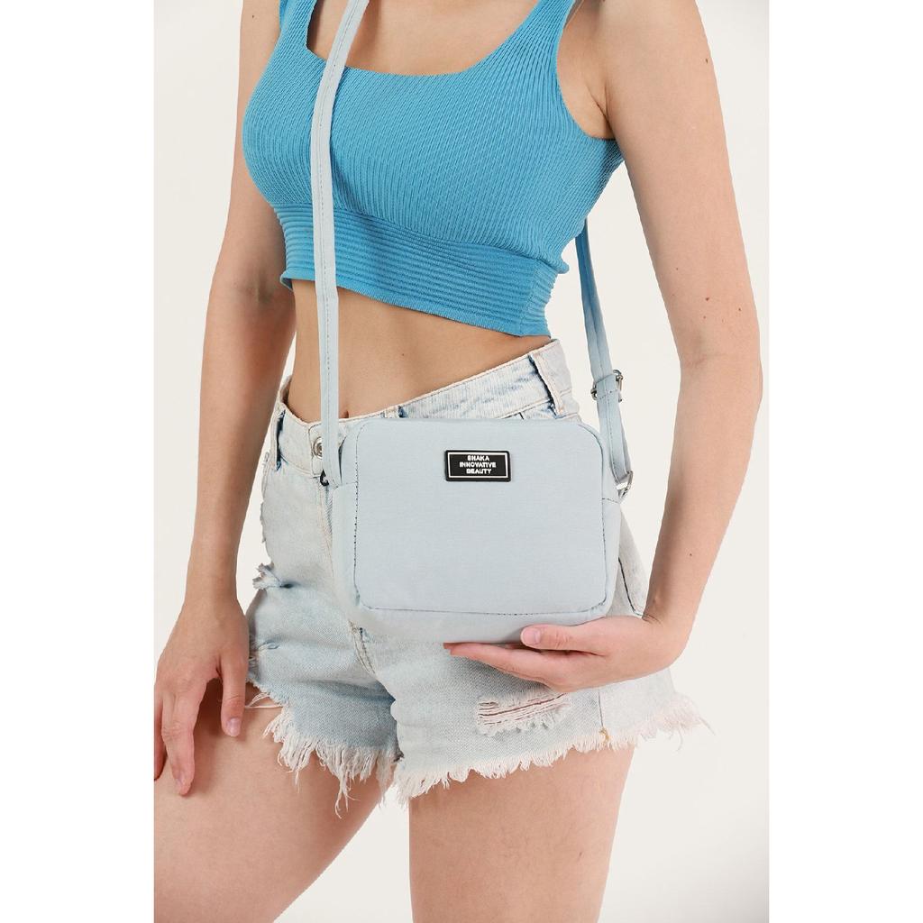 Black U35 Canvas Fabric Women's Shoulder Bag With Single Zipper Compartment And Adjustable Strap U:14 E:20