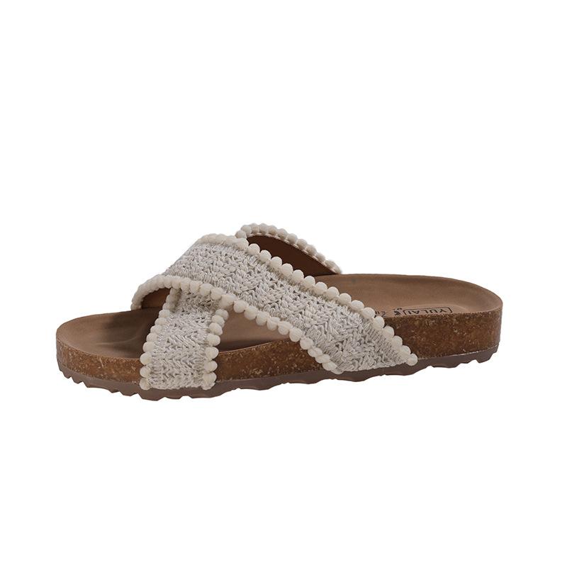 

Женские летние новые универсальные шлепанцы на толстой подошве с перекрестными ремешками в ретро-стиле с открытым носком, прохладные шлепанцы 40