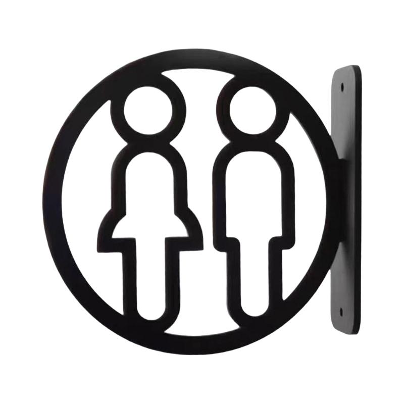 Clear Directional Restroom Sign Easy Install Bathroom Signage Toilet Plaque Washroom Marker Male Female Symbols