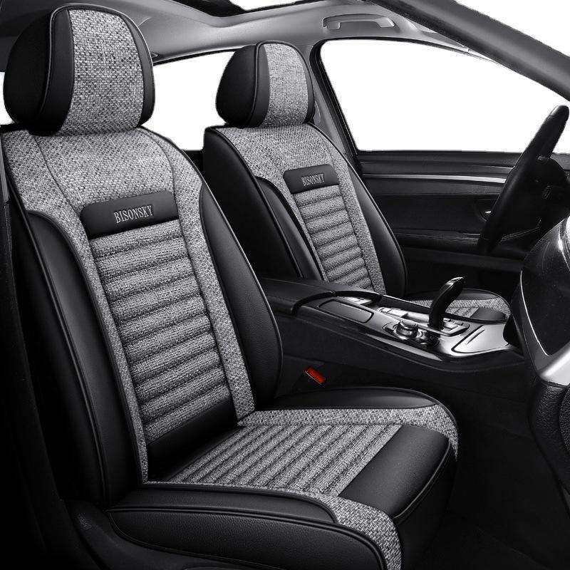 Hyundai Car Seat Cushion Cover for Reina, Elantra, Avante, Verna, Accent - Linen, Fits Five-Seat Models