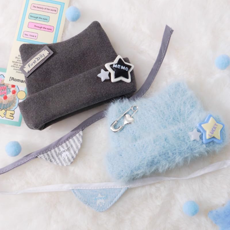 G-Trigger Plush Clothes Set: Cat Ear Knit Hat & Bib Set for 10cm Plush Toys [Oshikatsu Goods] [Item]