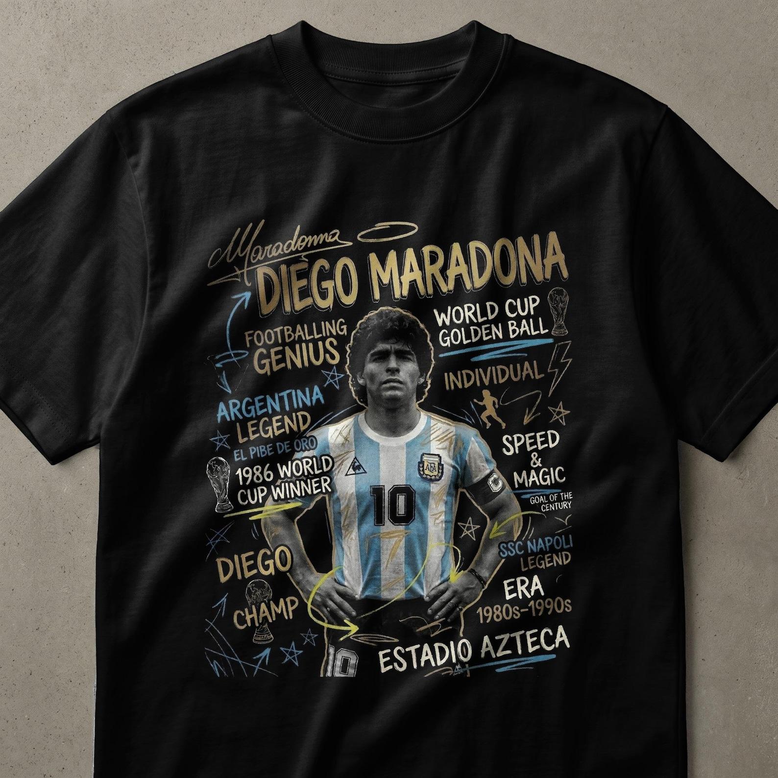 Diego Maradona T-Shirt | Legendary Argentina Football Soccer Fan Tee | El Pibe de Oro World Cup Winner Gift 2XL