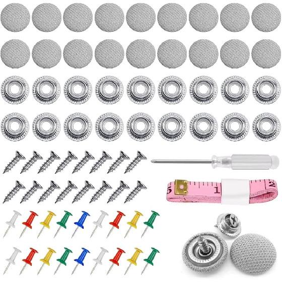 Mandark 60PCS Car Roof Headliner Repair Kit, Vehicle Roof Snap Rivets Retainer with tallation Tool, Automotive Repair Buckle for Interior Ceiling серый