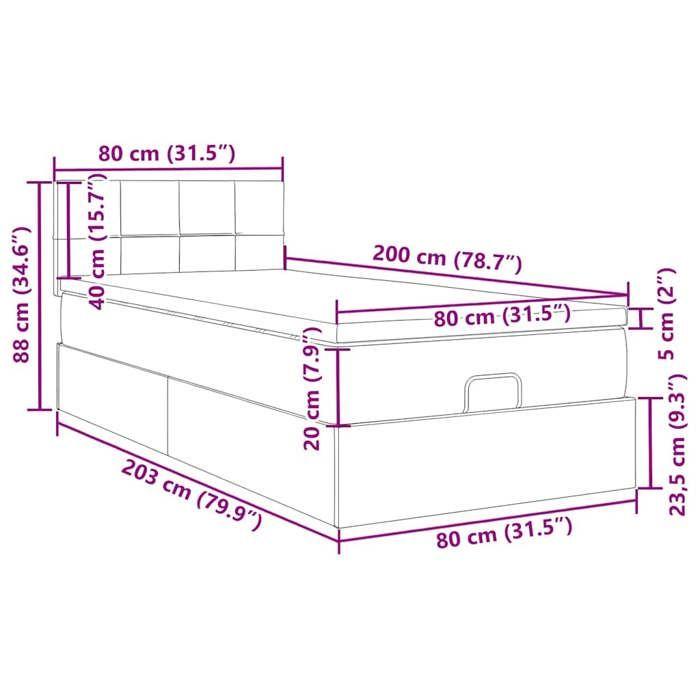 VidaXL Cadre de lit ottoman avec matelas bleu foncé 80x200 cm velours, cadre de lit, cadre de lit rembourré, cadre de lit 3311739
