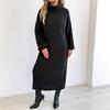 A Loose and Casual Long Dress for Women, A New Autumn and Winter High-neck Lapel Sweater Dress Without A Belt