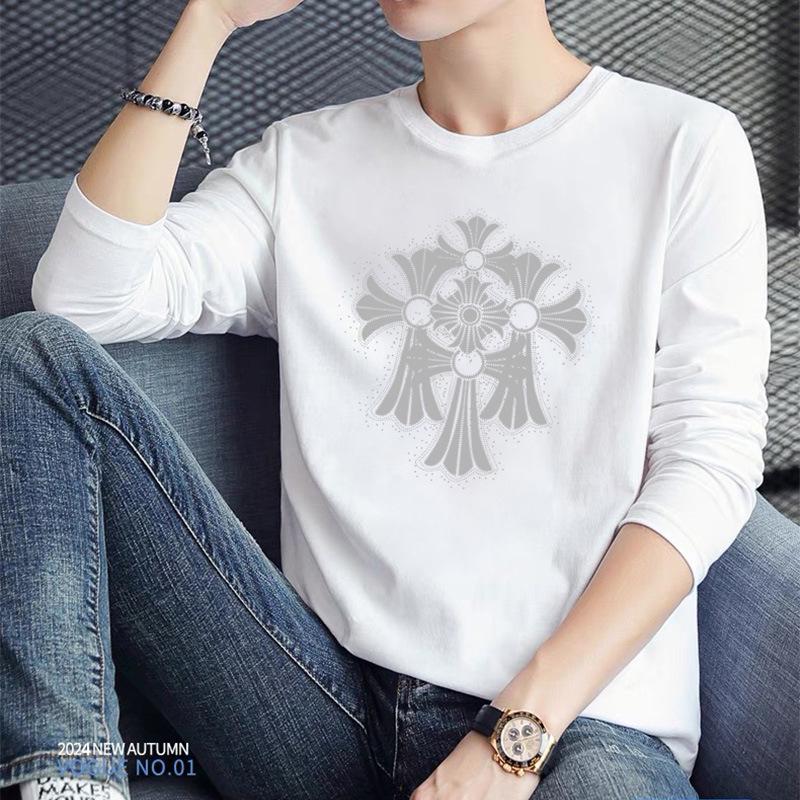 240g Double-Sided Liquid Ammonia Cotton Long Sleeve Unisex T-Shirt - New Solid Color Casual Base Layer for Autumn/Winter 2024