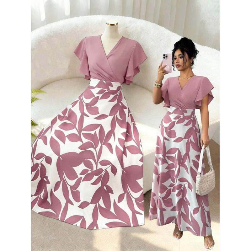 Europe, America 2026 summer new exquisite elegant design flying sleeves slim long dress women