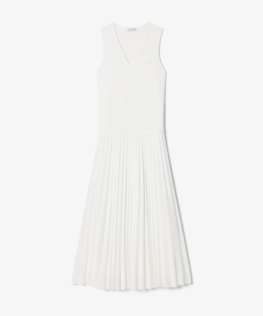 Lacoste Women'S V-Neck Sleeveless Pleated Dress Ef8849-56G 70V