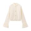 Kaslead New Arrival Women's Clothing Fashion Style Fashion Minimalist round Neck Fur Patchwork Knitted Long Sleeve Cardigan