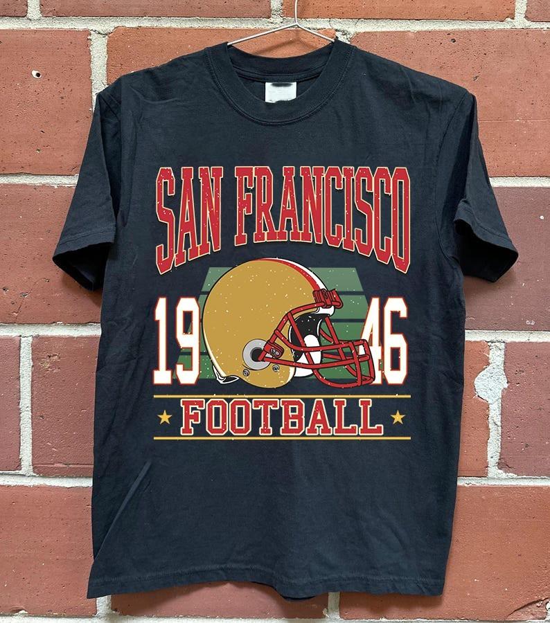 T-shirt Graphique Football San Francisco Vintage Unisexe Shirt Fan de Sport Est 1946