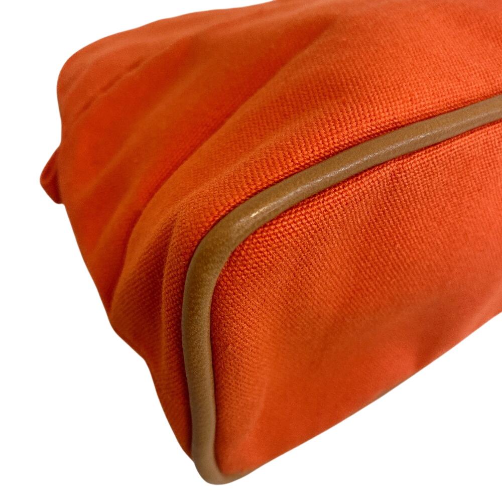 HERMES Zipper Cosmetics Pouch Bolide Vanity cotton Pouch MM Pouch Orange cotton Used