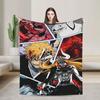 Ichigo Orihime Uryu Blanket Bleached Camping Flannel Throw Blanket For Living Room Super Soft Custom Diy Quality Bedspread Gift