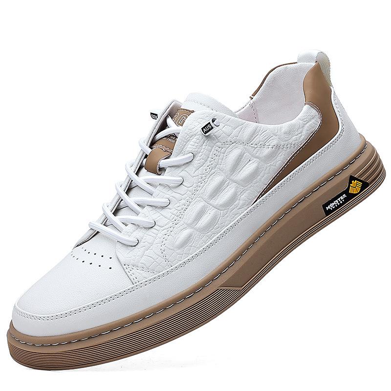 

Spring and Autumn new men s shoes trendy fashion board shoes real cowhide little white shoes men s single shoes leather shoes 38 білий