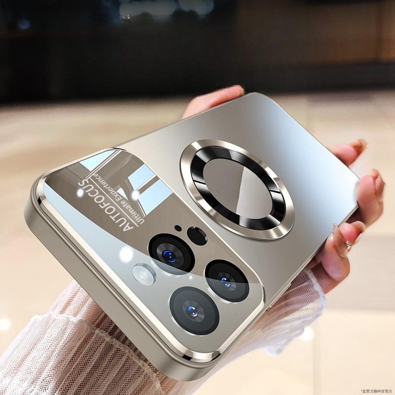 New Titanium iPhone Case for 17 16 15 14 Pro Max, Luxury Matte Magnetic Cover with Camera Lens Protector, Anti-Scratch Wireless Charging Phone Shell