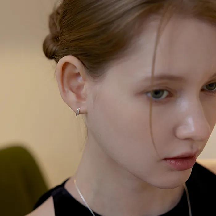 [Silver925] Clear Line Hoop Earring