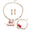 Women’s Rhinestone Red Eye Jewelry Set: Necklace, Earrings, Ring, Bracelet