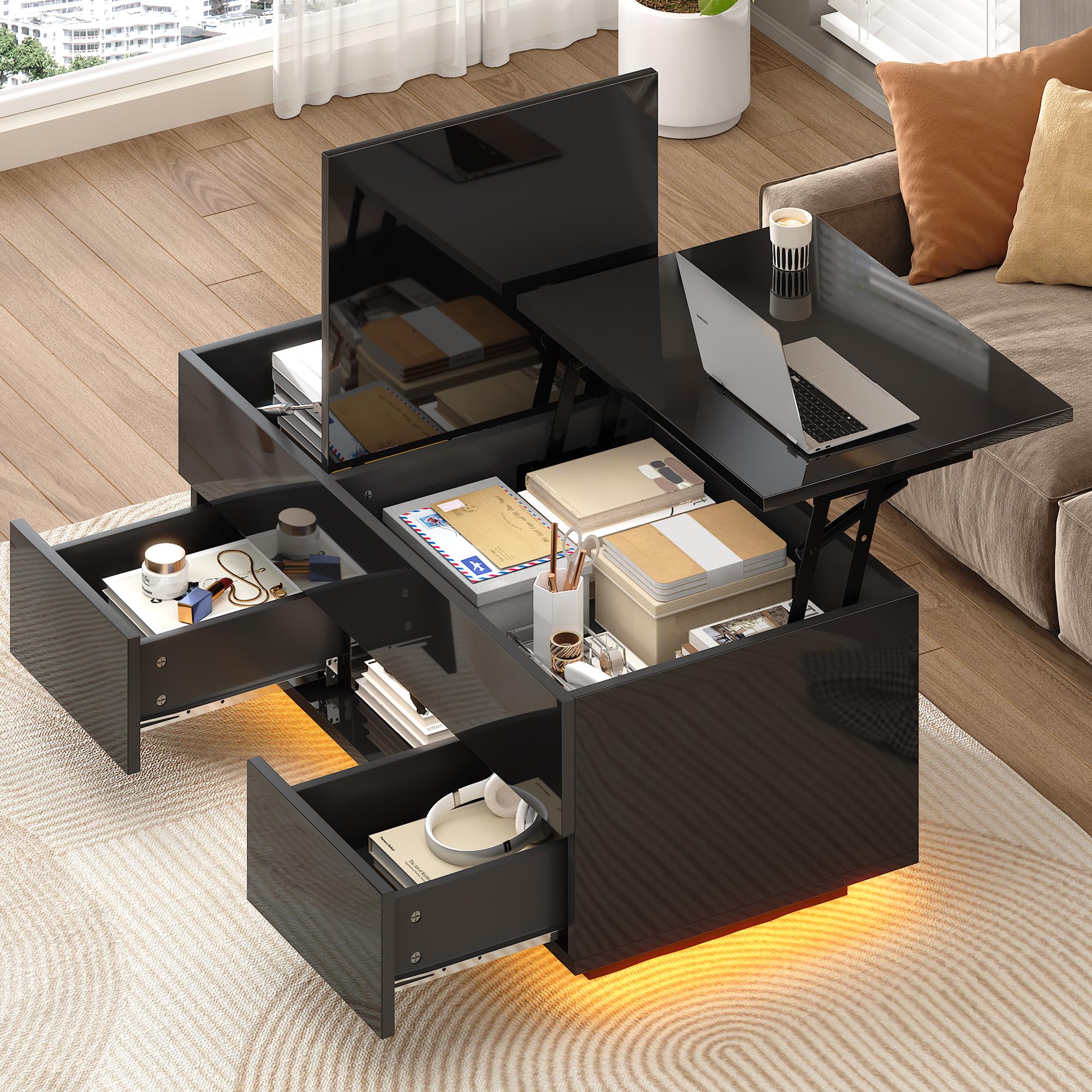100*45*43cm Liftable Coffee Table with 2