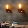 Luminárias de parede de madeira vintage LED modelo de mão americano loft foyer resina luzes para restaurante estudo sala de jantar bar café luzes