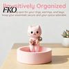 Matte Finish Jewelry Holder Cute Cat Storage Tray, with Deep Plate Slot, Pink Shaped Organizer Resin Decorative Ornament, for Dressing Table And