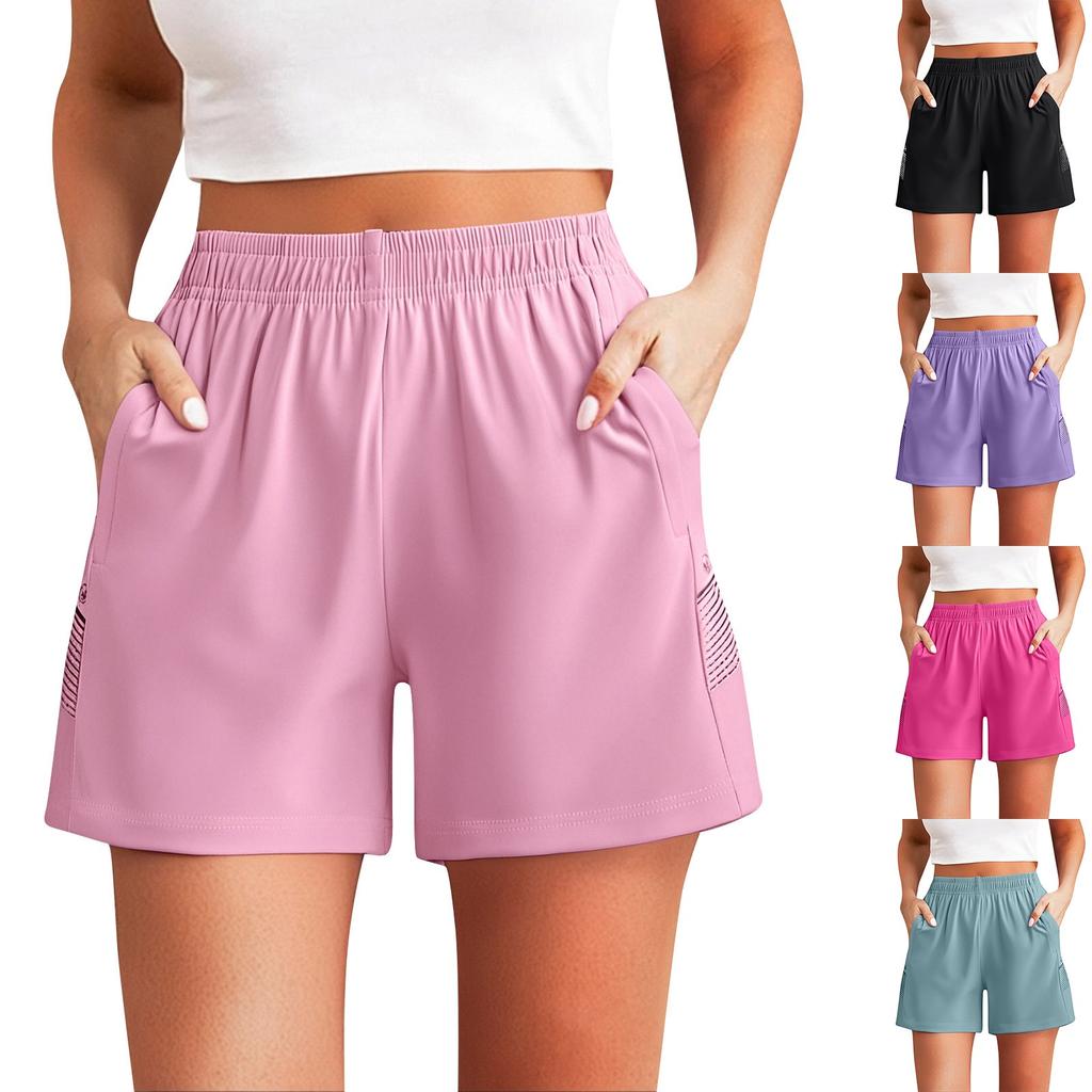 Women's Casual Solid Colour Elastic Waist Straight Casual Pants With Pockets