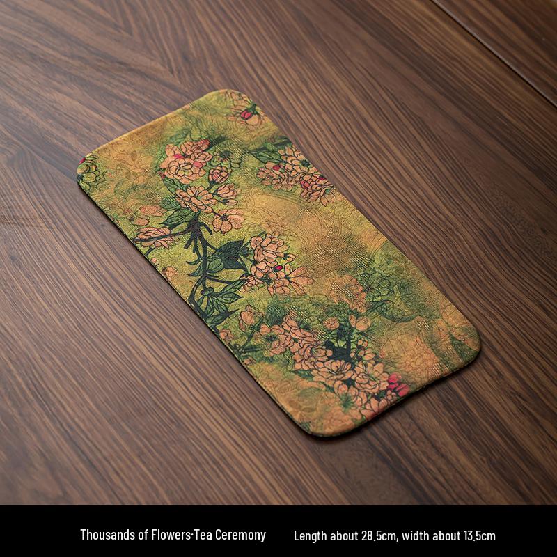 Xiangyunsha Chinese Zen Double-Sided Waterproof Tea Mat - Thickened Tablecloth for Dry Brew