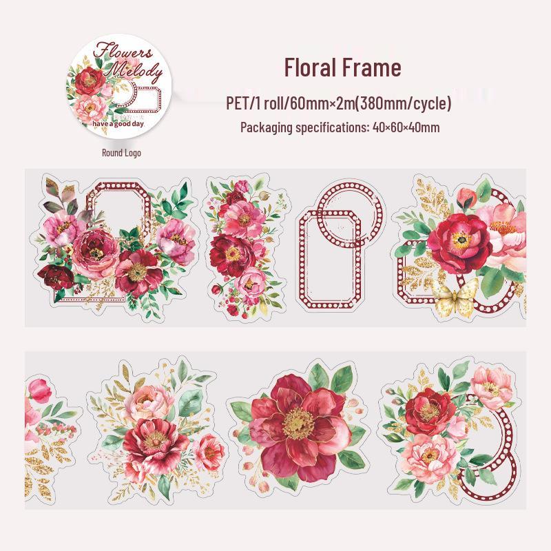 

Beautiful Day Flower Melody Die-cut Washi Tape - 4 Designs for Journaling & Decoration