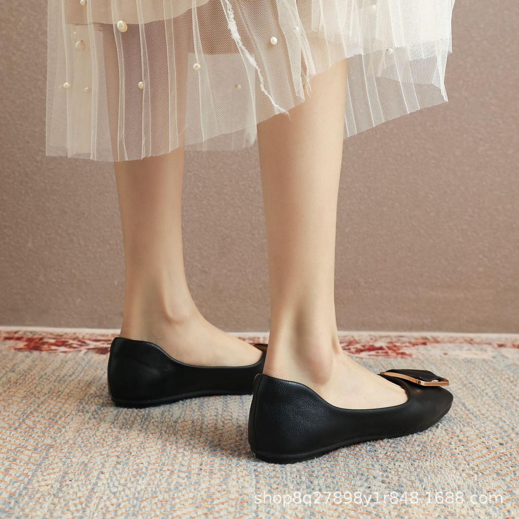 Flache Mützenschuhe Einzelne Schuhe Damen Französische weichsohlige Ballerinas 2025 neu Sommer Damenschuhe in großen Größen 41-43